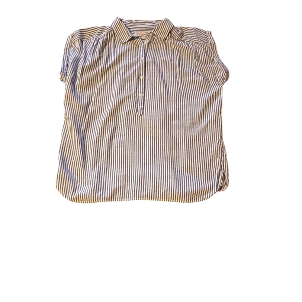 Classic Coastal Stripe Button Front Blouse | LOFT | Size Small - Picture 7 of 10